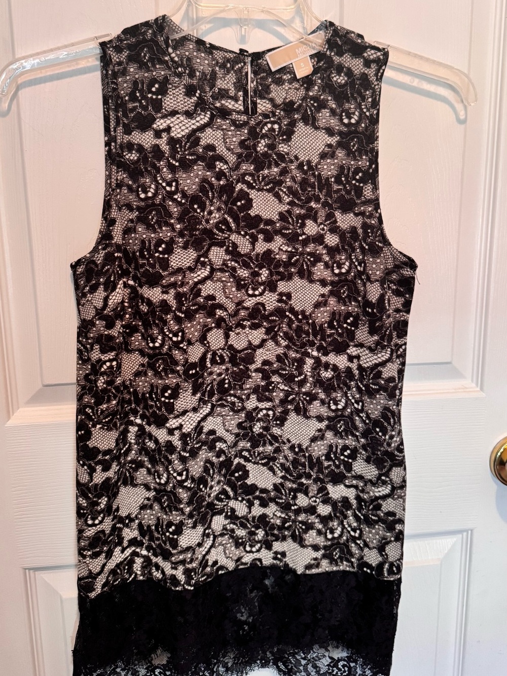 Michael Kors Black Lace Overlay Sleeveless Top
